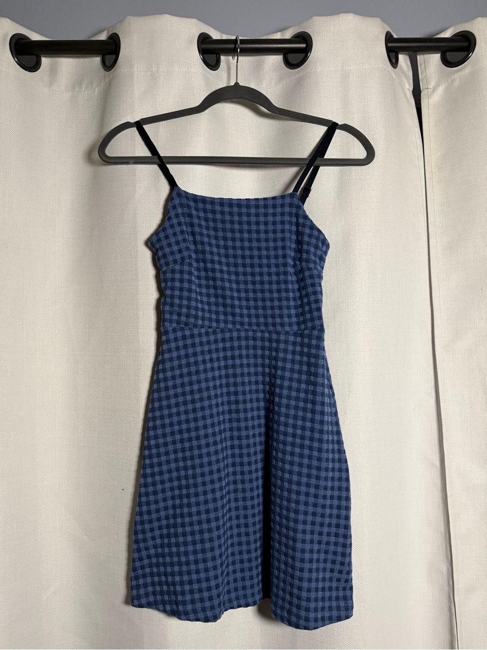 Urban Outfitters Cher Straight Neck Blue Checkered Patterned Mini Dress Size XS - Picture 5 of 9